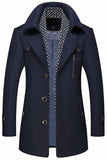 Mens Layered Collar Button Front Mid Length Coat - My Store