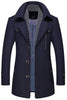 Mens Layered Collar Button Front Mid Length Coat - My Store