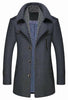 Mens Layered Collar Button Front Mid Length Coat - My Store