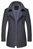 Mens Layered Collar Button Front Mid Length Coat - My Store