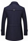 Mens Layered Collar Button Front Mid Length Coat - My Store