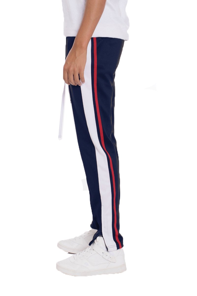 TRICOT STRIPED TRACK PANTS- NAVY - My Store