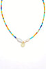 Colorful Bead Pearl Coin Charm Necklace - My Store