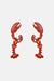 Lobster Shape Glass Stone Dangle Earrings - LEATHERS AND FEATHERS