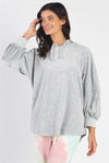 Grey Cotton Blend Hooded Long Sleeve Top /1-1-1 - My Store