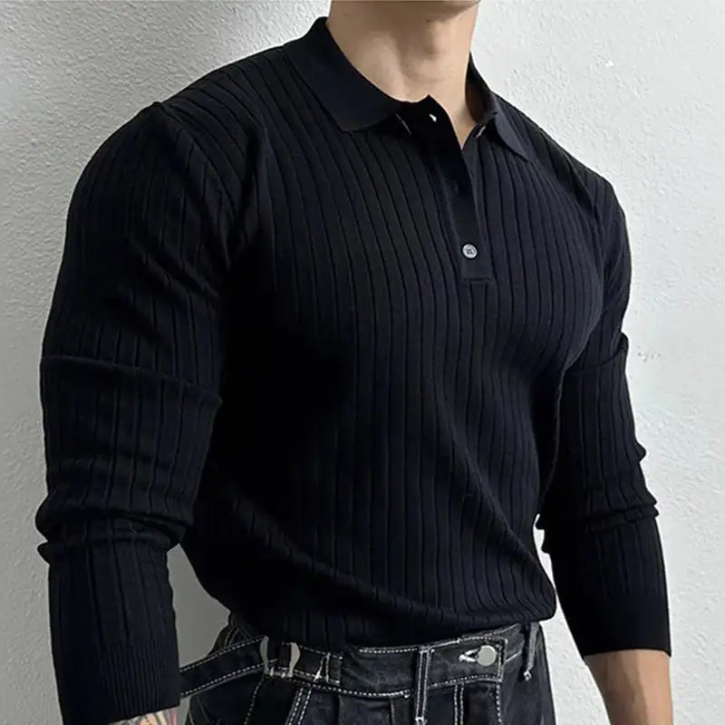 Ribbed Polo Sleeve Shirt - My Store