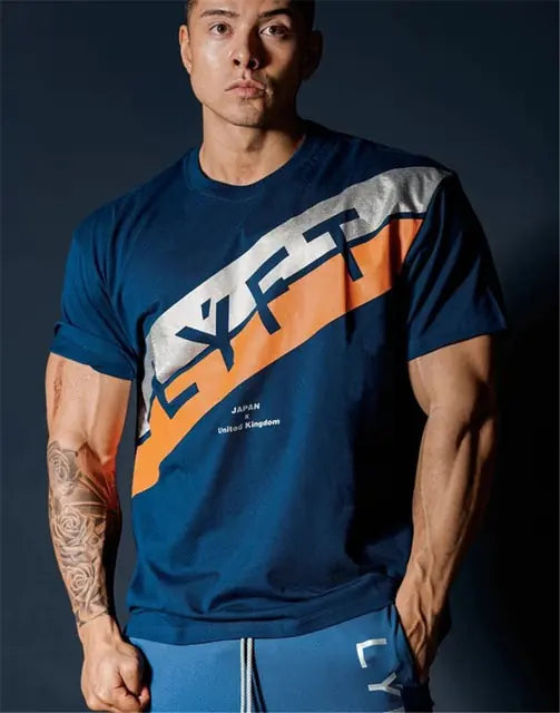 Japan & UK Summer Fitness Sport Running Men's Cotton Short Sleeve T-shirt - My Store