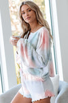 Orange Tie Dye Knit Long Sleeve and Short Pajamas Set - My Store