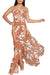 Orange Floral Cutout Slit Legs Strapless Jumpsuit - My Store