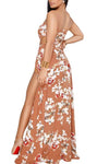 Orange Floral Cutout Slit Legs Strapless Jumpsuit - My Store