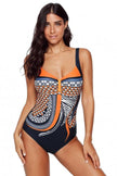 Orange Tribal Print One Piece Swimsuit - My Store