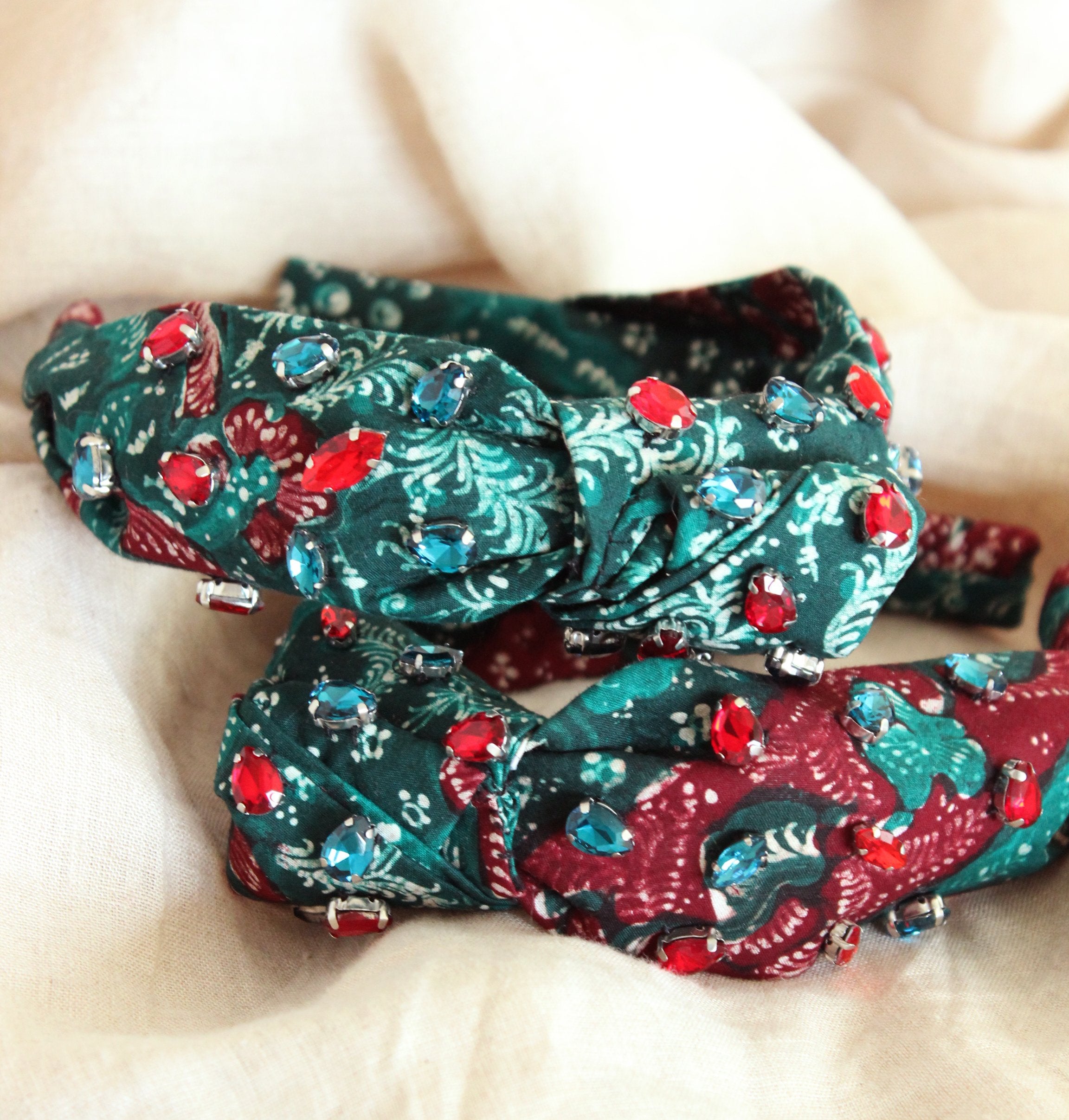 MERAK Peacock Batik Crystals Headband - My Store