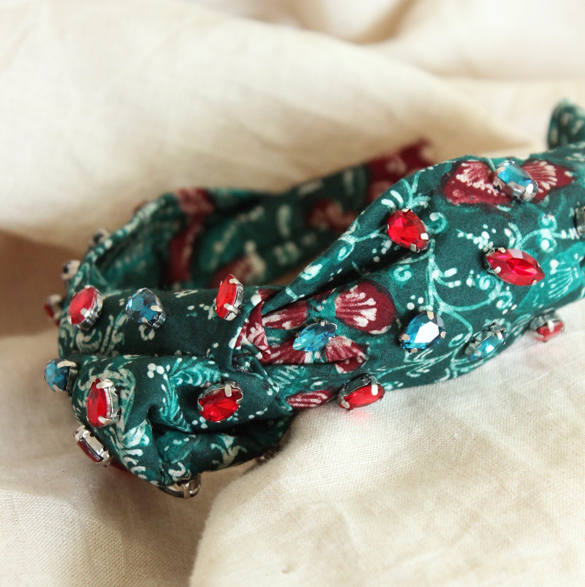 MERAK Peacock Batik Crystals Headband - My Store