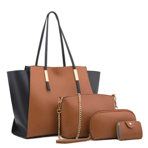 Luxe4 Women's 4-Piece PU Vegan Leather Bag Set