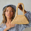 Pyramid Beaded Tote Bag in Toasted Beige - My Store