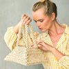 PYRAMID Beaded Tote Bag in Nude Beige - My Store