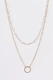 Gold & Pearl Double Circle Pendant Necklace