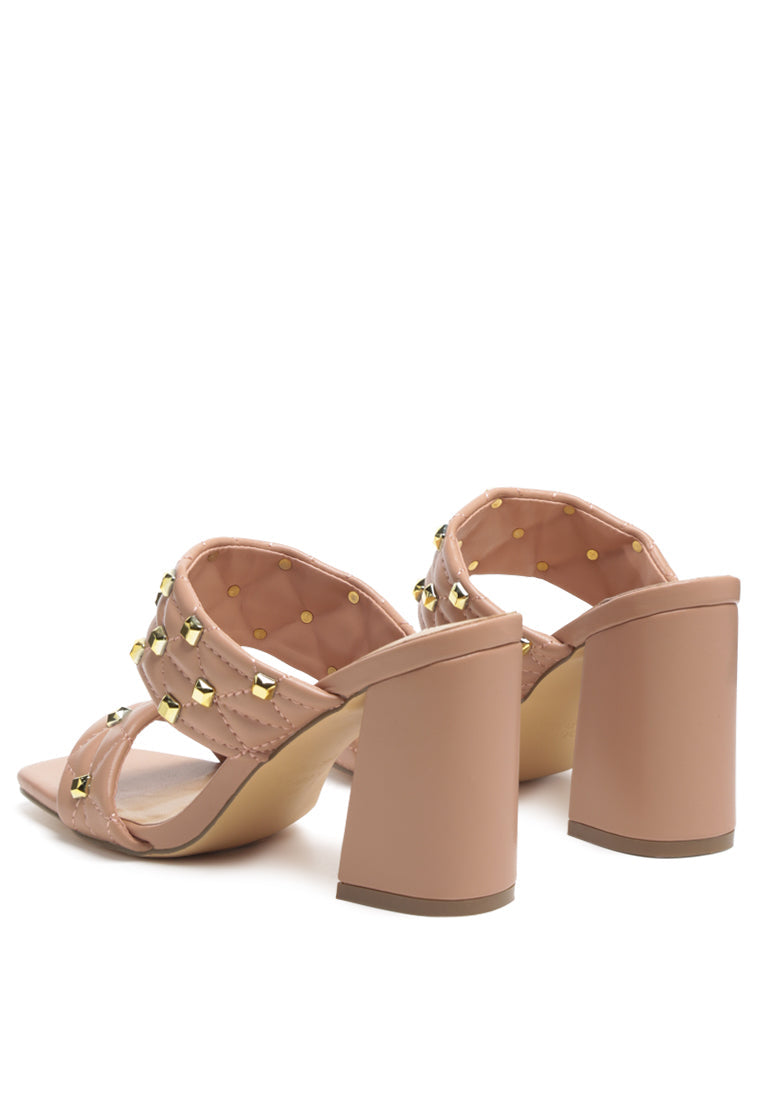 Fischer Stud Embellished Block Heel Sandals - My Store