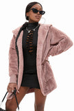 Pink Soft Fleece Hooded Coat - My Store