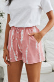 Pink White Tie Dye Drawstring Casual Shorts - My Store