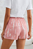 Pink White Tie Dye Drawstring Casual Shorts - My Store