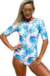 Leaves Zip Front One Piece Swimsuit - My Store