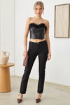 Faux Leather Feather Tube Crop Top - My Store