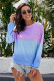 Purple Blue Color Block Tie Dye Pullover Sweatshirt - My Store