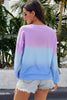 Purple Blue Color Block Tie Dye Pullover Sweatshirt - My Store