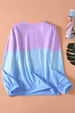 Purple Blue Color Block Tie Dye Pullover Sweatshirt - My Store