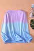 Purple Blue Color Block Tie Dye Pullover Sweatshirt - My Store