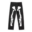 Wide Leg Skeleton Print Jeans