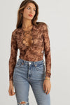 Abstract Mesh Lace-Up Long Sleeve Bodysuit - My Store