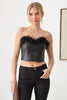 Faux Leather Feather Tube Crop Top