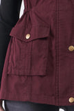 Burgundy Sleeveless Foldable Detachable Hood Detail Parka Utility Vest - My Store