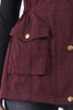 Burgundy Sleeveless Foldable Detachable Hood Detail Parka Utility Vest - My Store