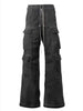 Pocket Utility Drawstring Washed Black Pants