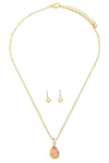 Crystal Teardrop Necklace & Small Ball Earring Set - My Store