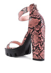 Rattle Snake Print Chunky High Block Heel Sandals - My Store