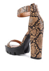 Rattle Snake Print Chunky High Block Heel Sandals - My Store