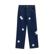 Pointed Star Embroidered Loose Jeans - My Store