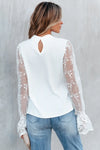 White Blouse with Contrast Lace - My Store