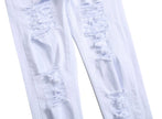 White Staight Jeans RIipped Distressed Jeans - My Store