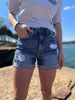 ZENANA DISTRESSED CUFFED RAW HEM DENIM SHORTS - My Store