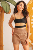 Mocha High Waist Two Pocket Shorts - My Store