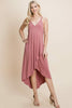 Deep V Cami High Low Hem Crisscrossing Straps Casual Dress - My Store