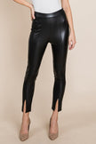 Slit Hem Faux Leather Pants Leggings - My Store