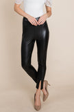 Slit Hem Faux Leather Pants Leggings - My Store