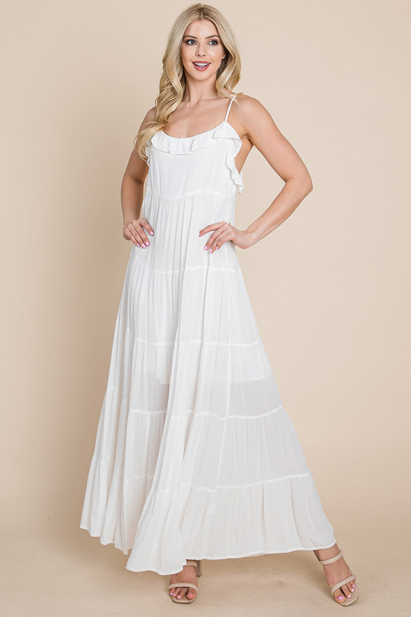 Tiered Tie Strap Cami Maxi Dress - My Store