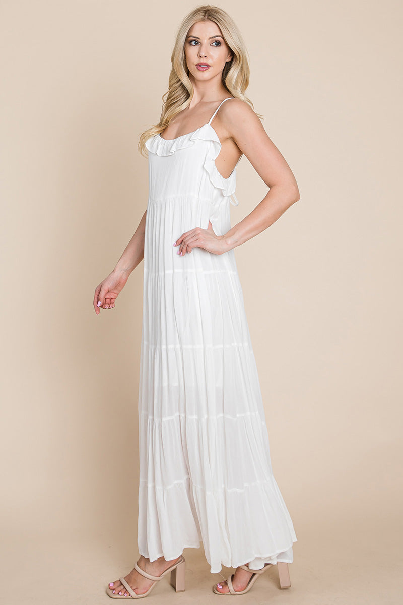 Tiered Tie Strap Cami Maxi Dress - My Store